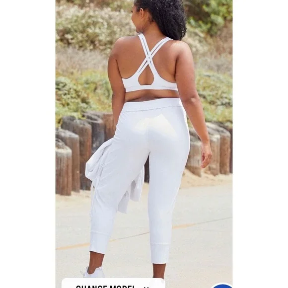 Fabletics Maj Powerform Pant White High Rise Joggers Side Pockets Womens XL NWT - Picture 2 of 8